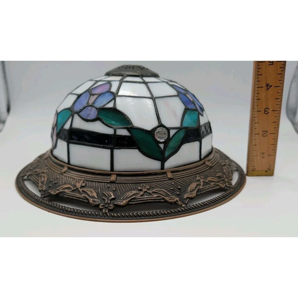 Stained Glass Lamp Shade Floral Pink Blue 11-in Replacement
